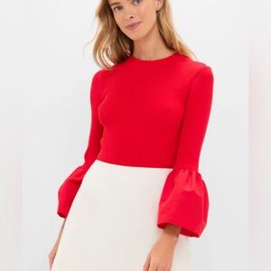 Tuckernuck ENGLISH FACTORY Red Knit Mixed Media Odin Blouse - NWT - Size S